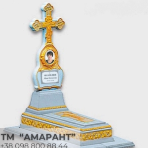 Бетонный памятник роза 8к с элементами позолоты