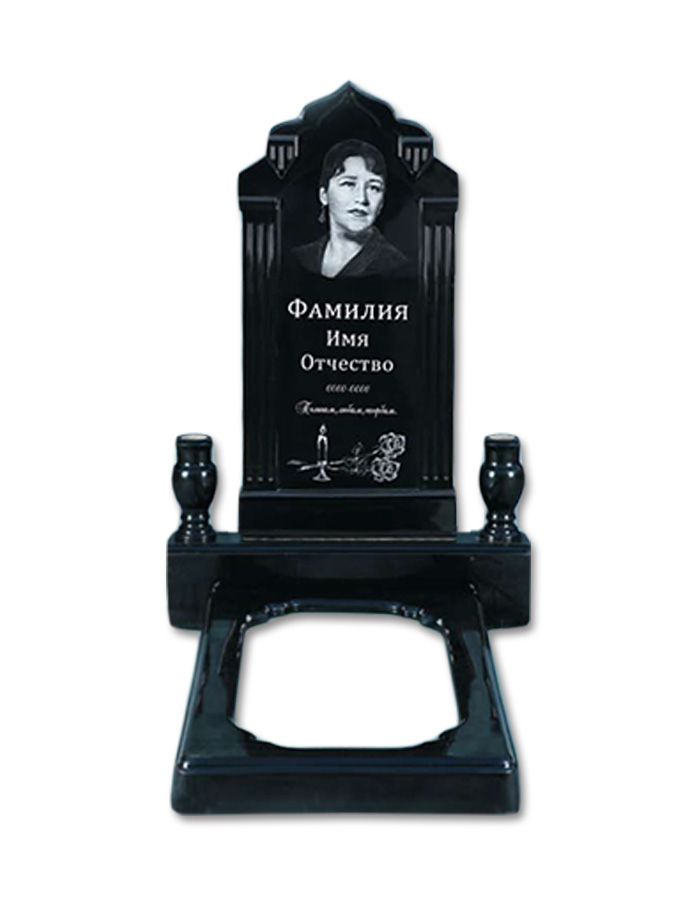 Полимерный надгробный памятник «Арка 2» с гравировкой и фото
