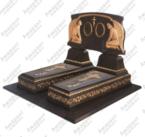 Двойной бетонный памятник «Роза Коричневый» с аркой и ангелами