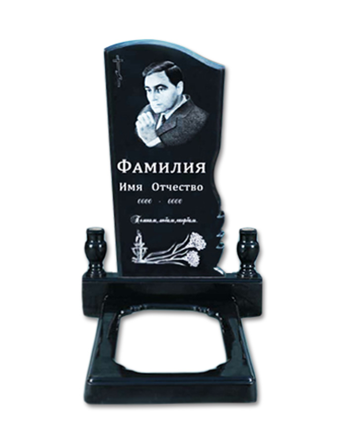 Памятник из полимера «Волна 2» с гравировкой и фото, ритуальный надгробный памятник