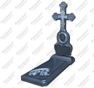 Памятник на могилу бетонный “Лира – Восьмиконечный – Графит”— ритуальный монумент