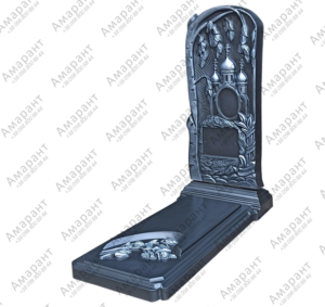 Бетонный памятник «Лира – Берёзка – Графит» с резным крестом и православным куполом – надгробие из бетона