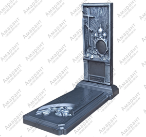 Бетонный памятник «Лира Купола Графит» — ритуальный надгробный памятник с цветником