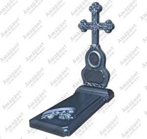 Памятник из бетона «Лира–Цветок-Графит» — надгробный памятник с крестом