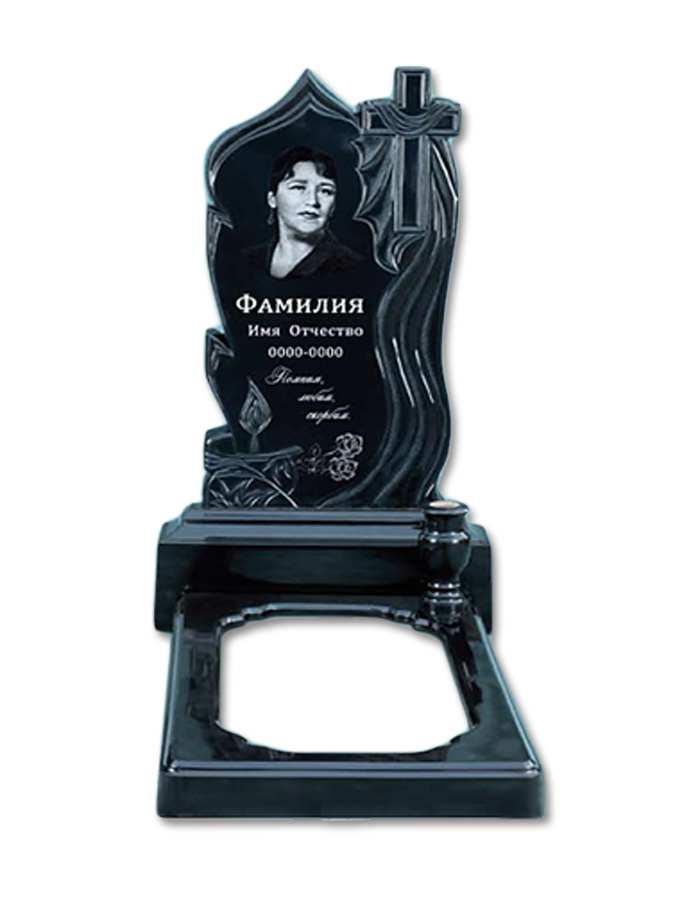 Полимерный памятник «Огонь» с фотопортретом — долговечное надгробие под гранит.