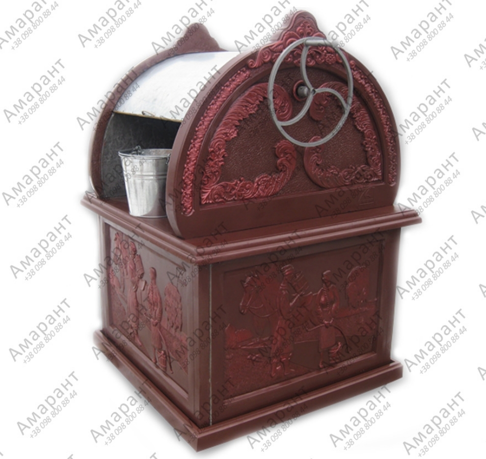 Садовый декоративный колодец “Живая Вода” металлический вишневый