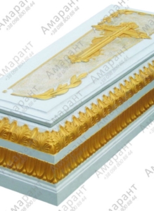 ритуальна плита лавр позолота бетонна з хрестом деталі орнаменту фото