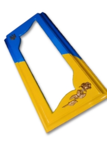 надгробний пам’ятник полімер кольоровий синьо жовтий з декором фото