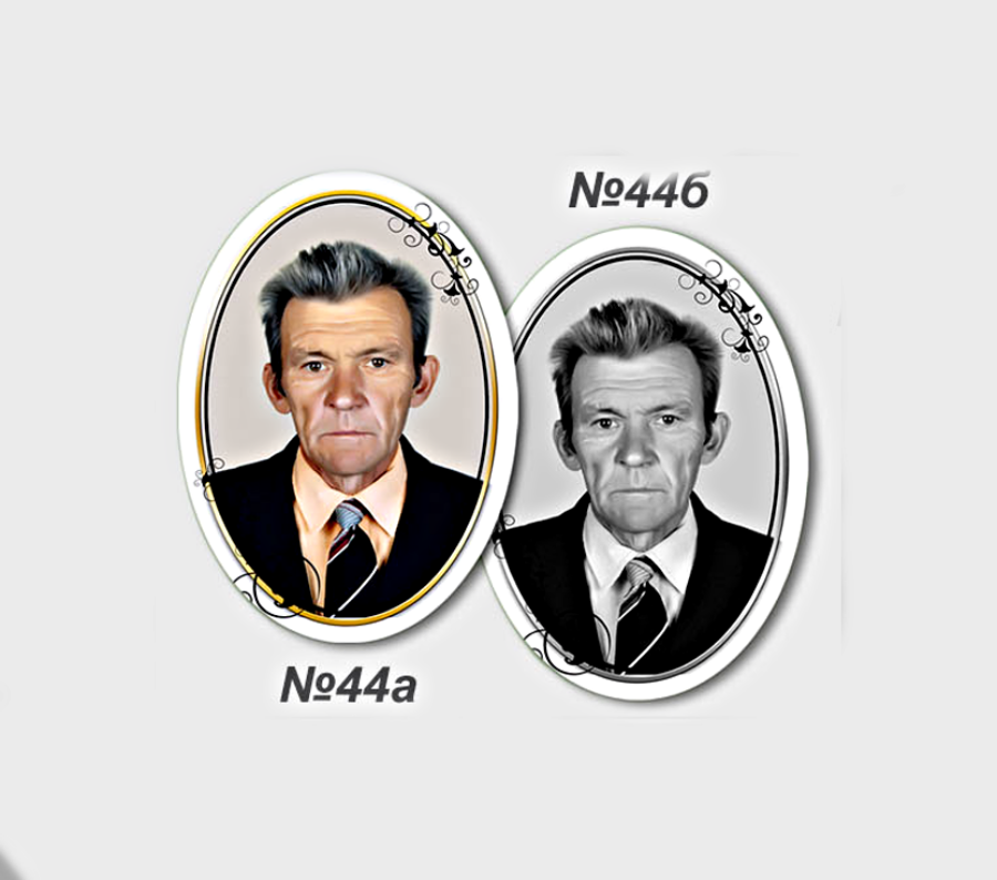 Емальована ритуальна табличка на пам’ятник з фото, овальний портрет на могилу