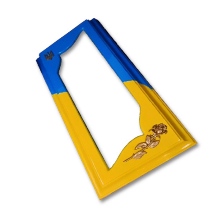 надгробний пам’ятник полімер кольоровий синьо жовтий з декором фото