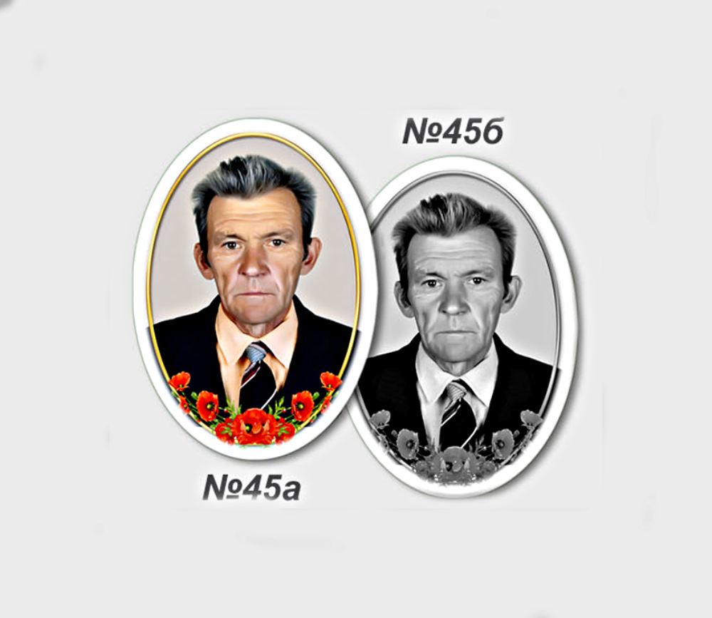 Овальна ритуальна табличка на пам’ятник з фото, емаль, металева портретна табличка