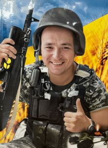 Керамограніт фото на пам'ятник військовий Україна стійка фотоплитка для цвинтаря